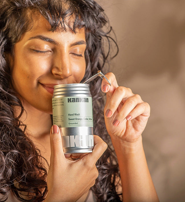 model sniffing open can. kankan self care