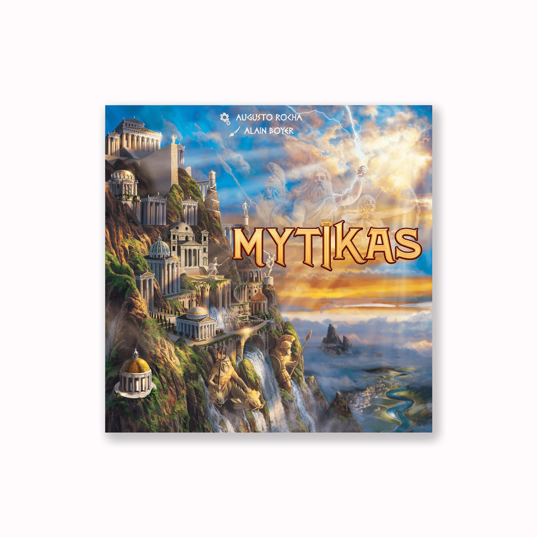 Boc Front - In Mytikas, you play as builders who must construct cities and temples on Mount Olympus. The higher up you construct them, the more prestige you will gain.