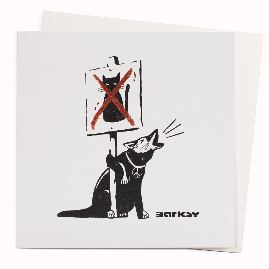 Niaski's 'Barksy' greeting card is a canine interpretation of a work by Bristol's legendary street artist Banksy.