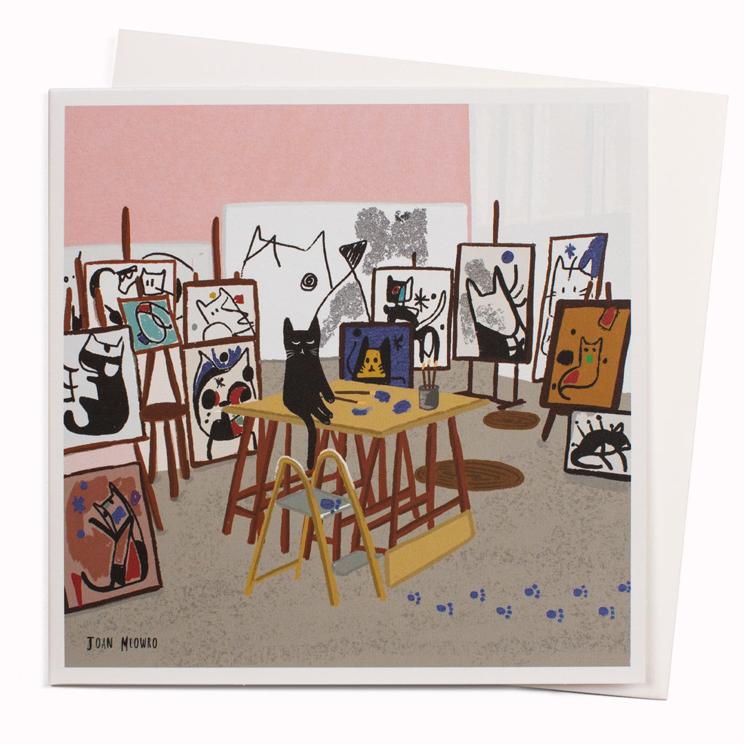 Meowro Cat In Studio | Humour Greeting Card
