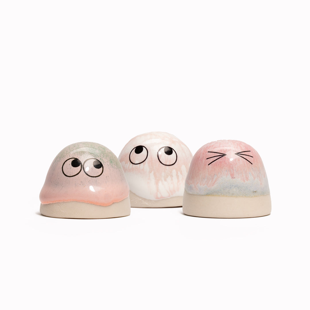 The smallest of the Arhoj decorative ornament figurine family, these tiny little cute dots still have all the personality of their larger siblings. Colourful and handmade in Copenhagen, they have all the Arhoj trademarks with their thick multi coloured glazes and Japanese ceramic influence.