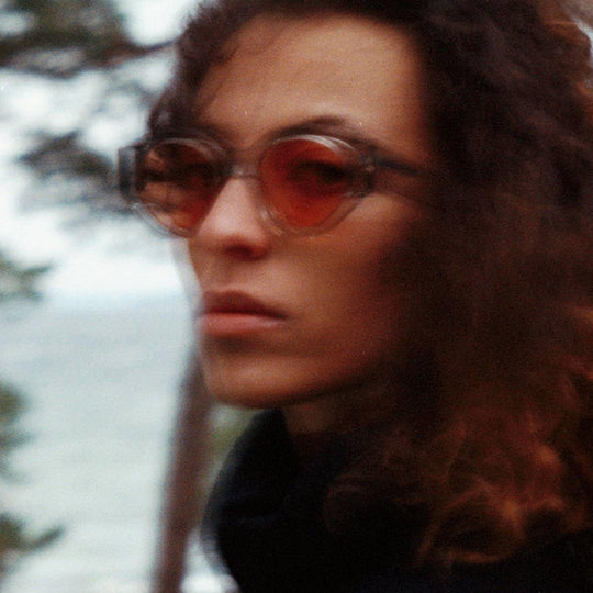 Polly | Sunglasses | Grey / Orange Solid Lens