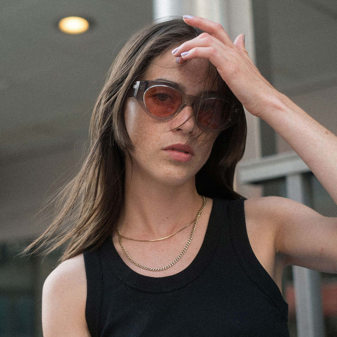 Polly | Sunglasses | Grey / Orange Solid Lens