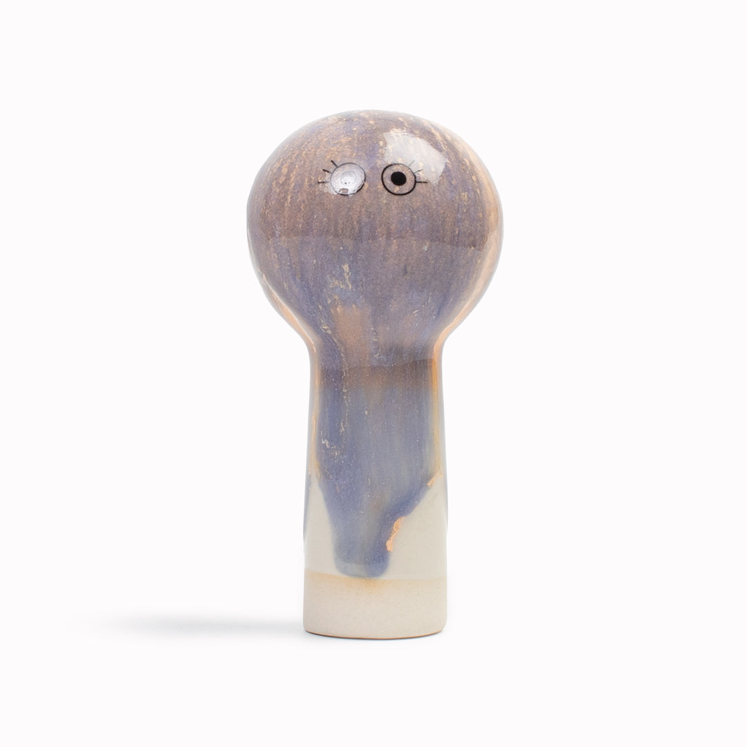 Meet Oni! Oni is a balloon headed, hand glazed ceramic figurine created as a close relative of the classic Arhoj Ghost.