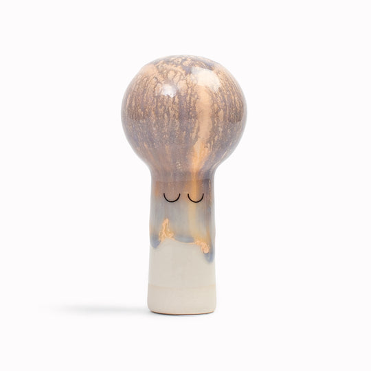 Meet Oni! Oni is a balloon headed, hand glazed ceramic figurine created as a close relative of the classic Arhoj Ghost.