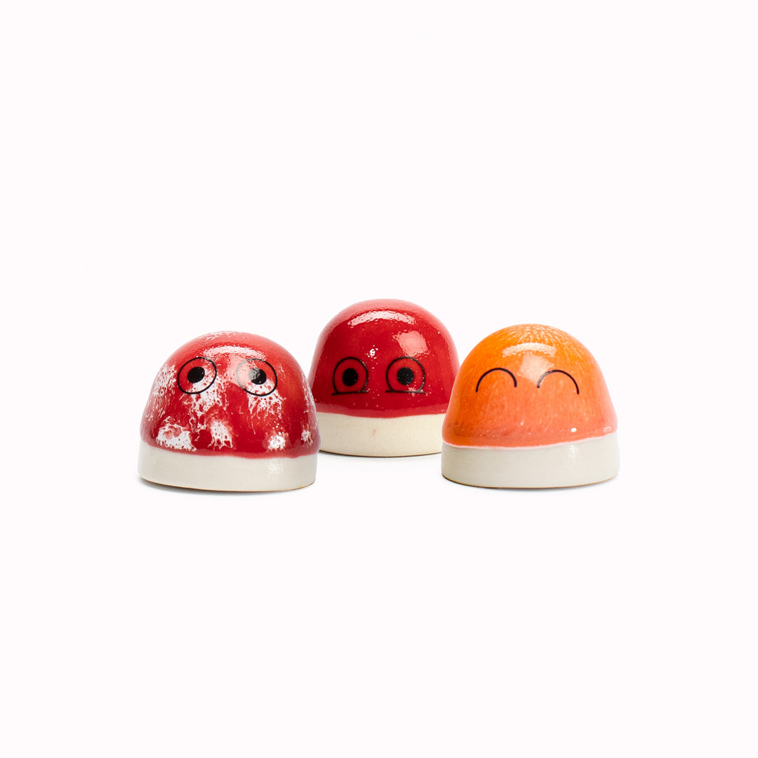 The smallest of the Arhoj decorative ornament figurine family, these tiny little cute dots still have all the personality of their larger siblings. Colourful and handmade in Copenhagen, they have all the Arhoj trademarks with their thick multi coloured glazes and Japanese ceramic influence.