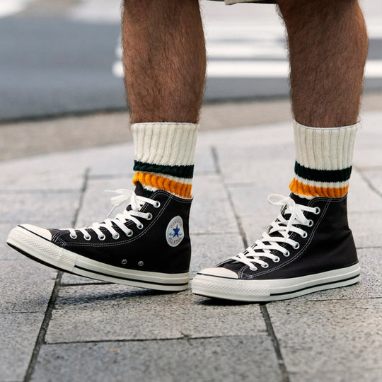 Coarse Ribbed Old School Socks | Navy / Dark Red
