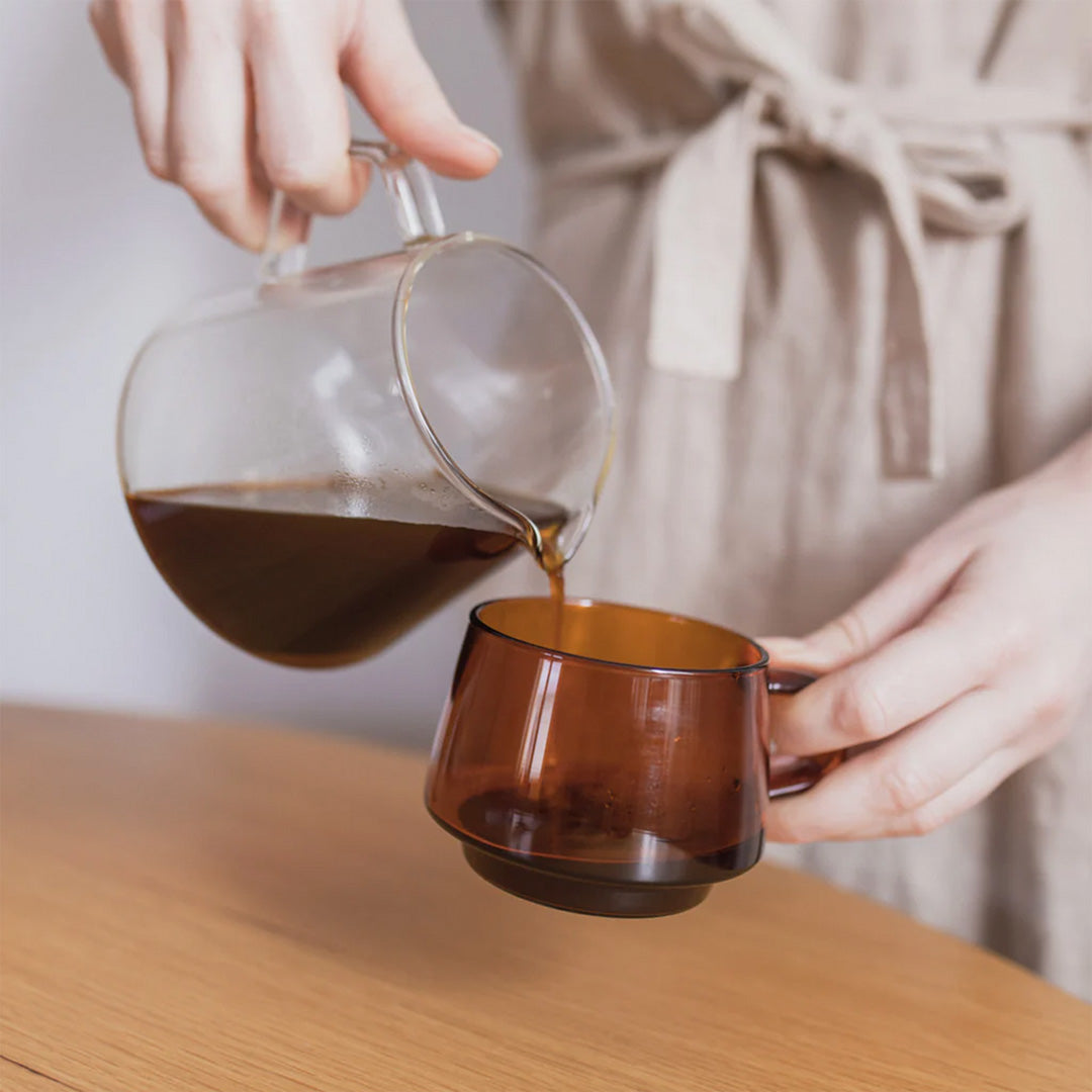 300ml Coffee jug and pourer with Sepia mugfrom Kinto to be used as part of your slow coffee ritual.