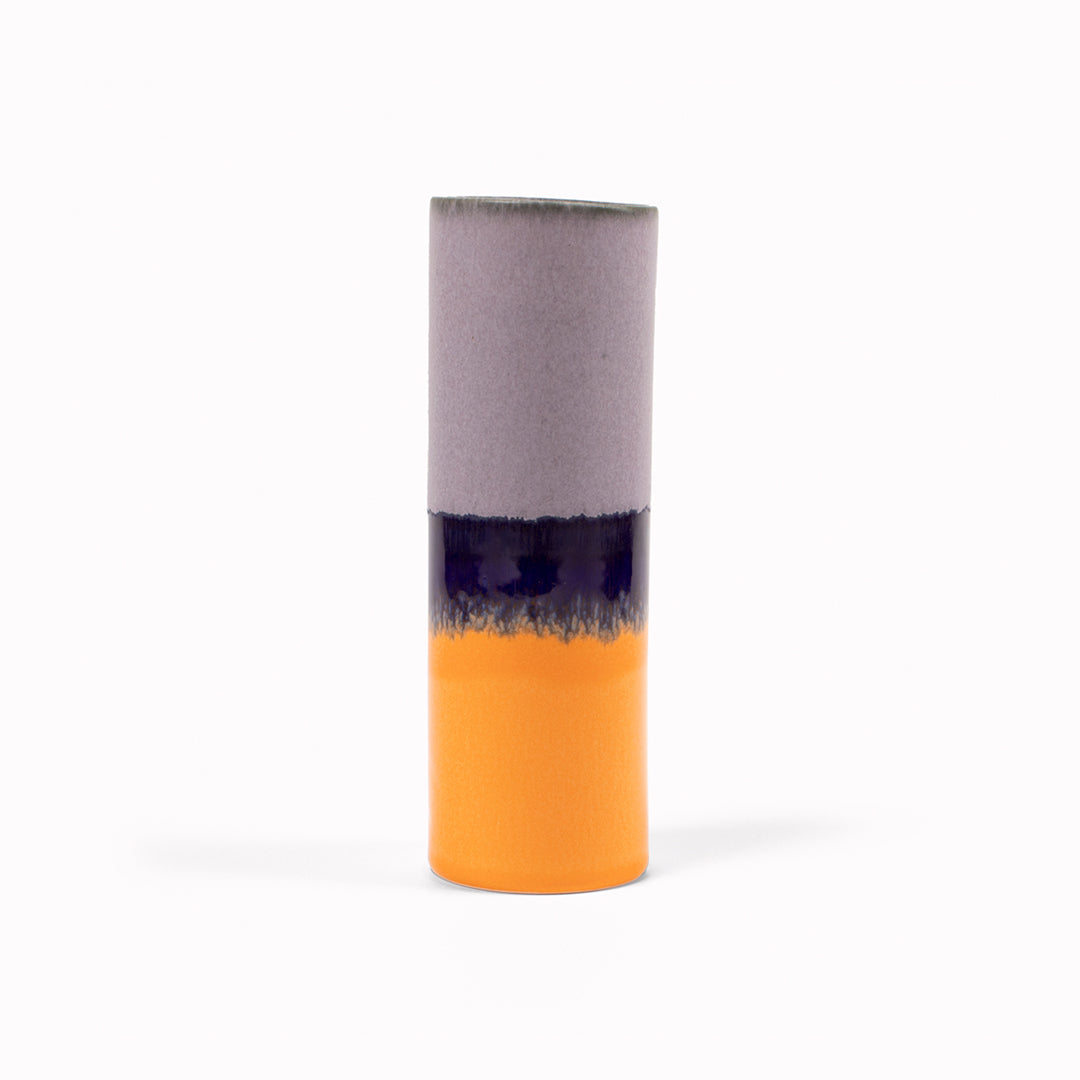 Hand Glazed Cylinder Vase | Lavender+Orange