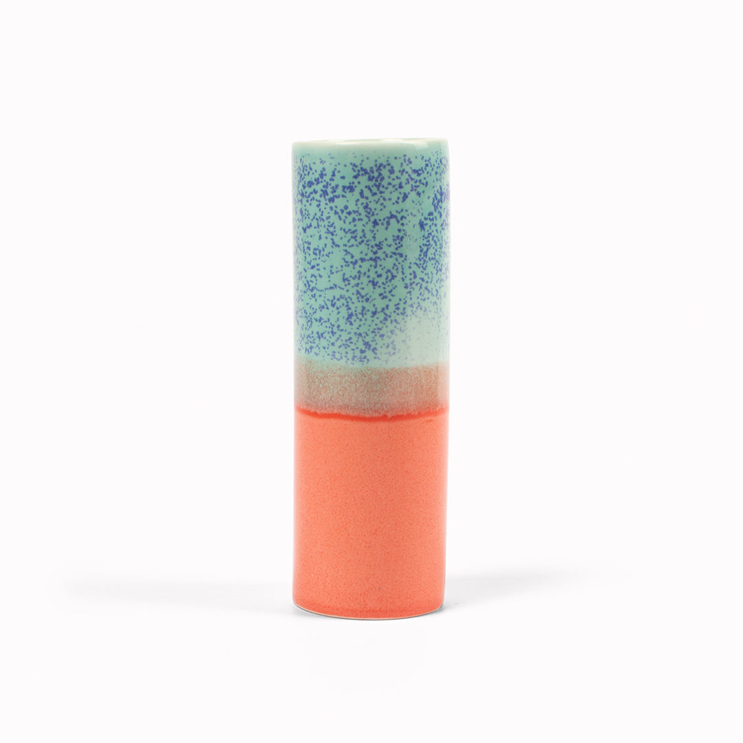 Hand Glazed Cylinder Vase | Turquoise+Red