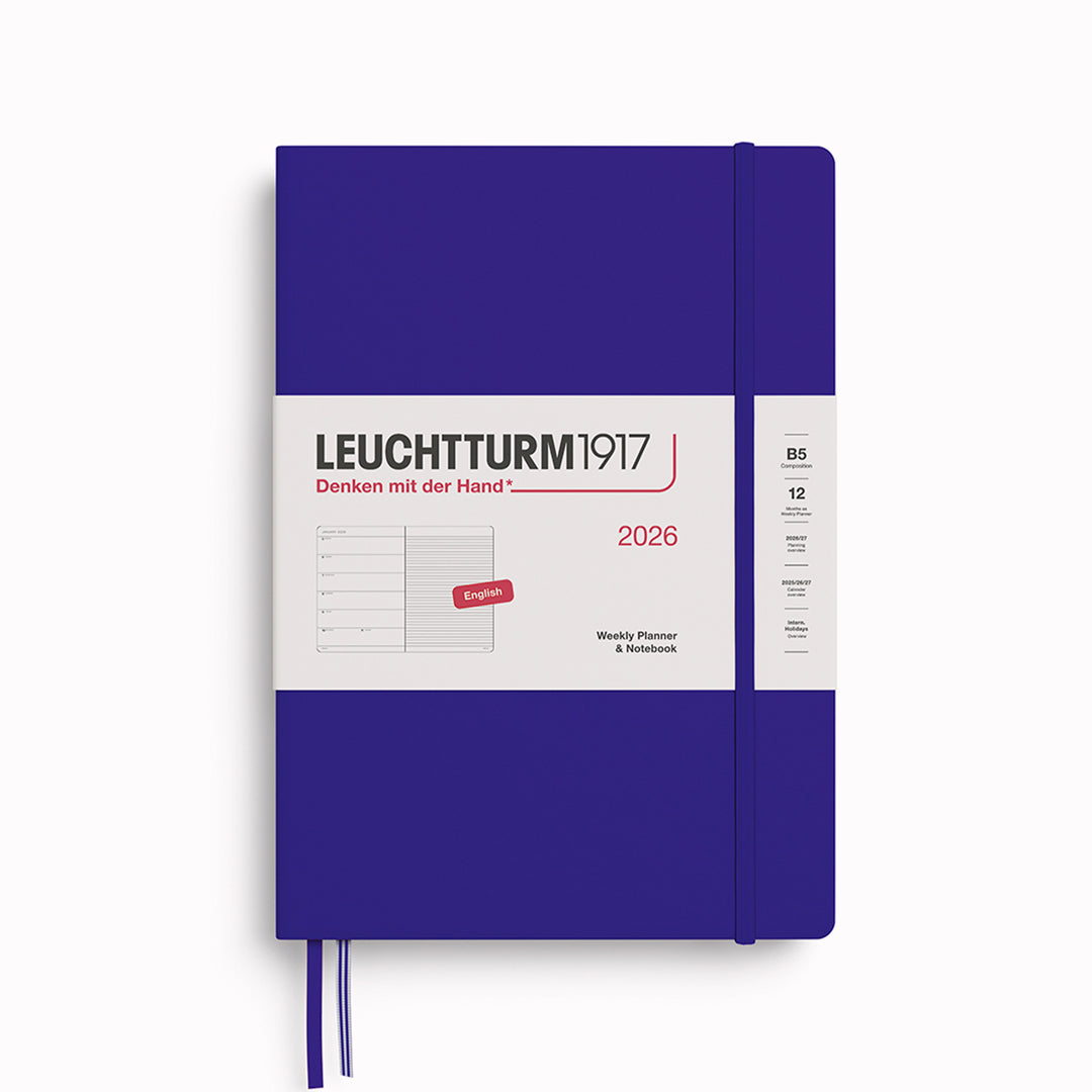 The Composition Weekly Planner + Notebook 2026 is Leuchtturm1917's combined Planner and Notebook, from January 2026 to December 2026. It comes in a choice of colours.