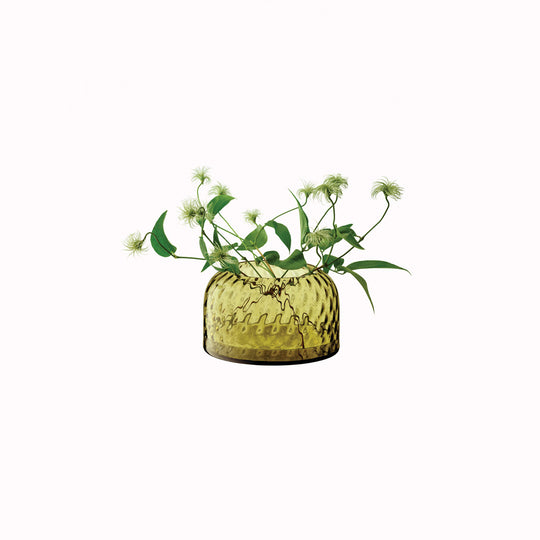 Forest Green Dapple Vase - This medium sized vase is perfect for low floral arrangements but can equally be used as candle lantern where the textured surface creates a patterned glow in a room.