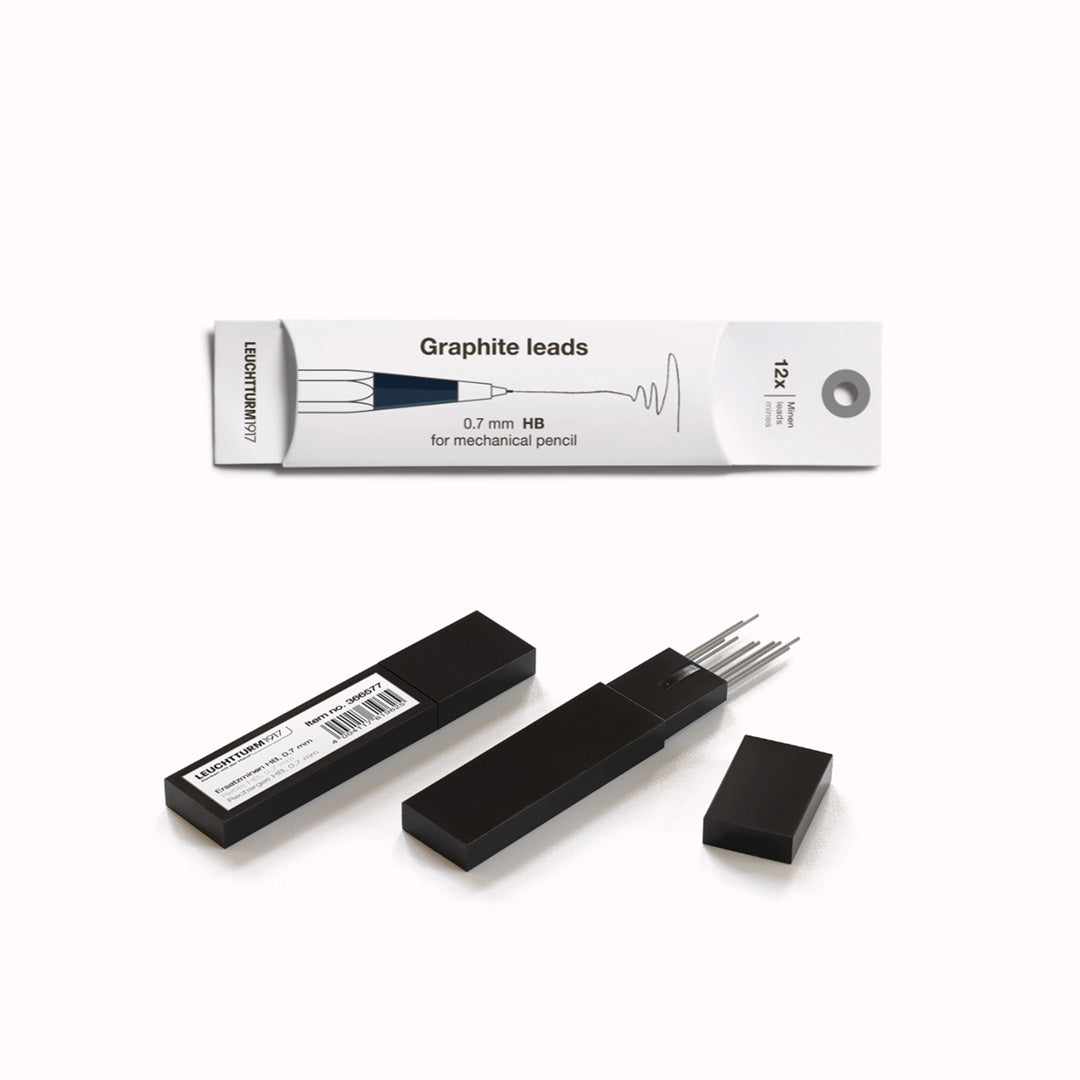 HB Lead Refill, 12 pack for the Drehgriffel Nr. 2. A wonderful mechanical pencil from Leuchtturm1917, which really is a pleasure to use.