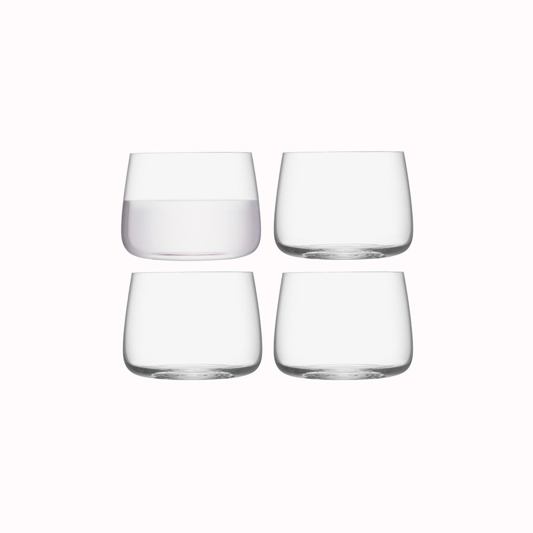 4 Tumblers - Metropolitan Tumbler is a contemporary wide and low everyday drinking glass with an angular profile. Durable and versatile, this tumbler can be used for a variety drinks including water, short cocktails and wine.