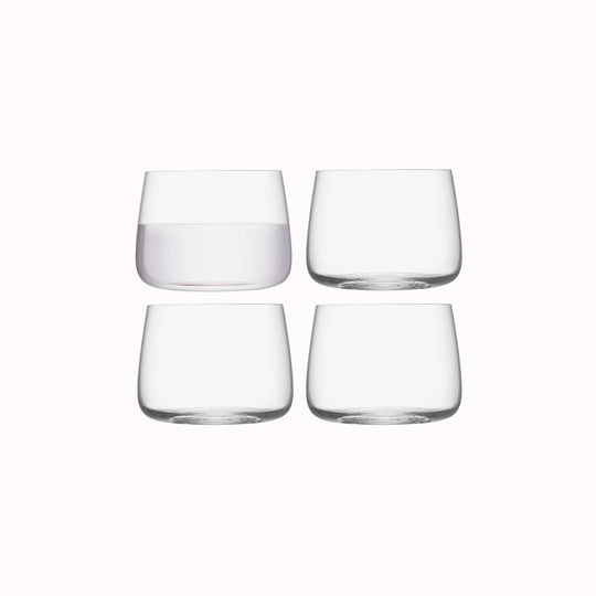 4 Tumblers - Metropolitan Tumbler is a contemporary wide and low everyday drinking glass with an angular profile. Durable and versatile, this tumbler can be used for a variety drinks including water, short cocktails and wine.