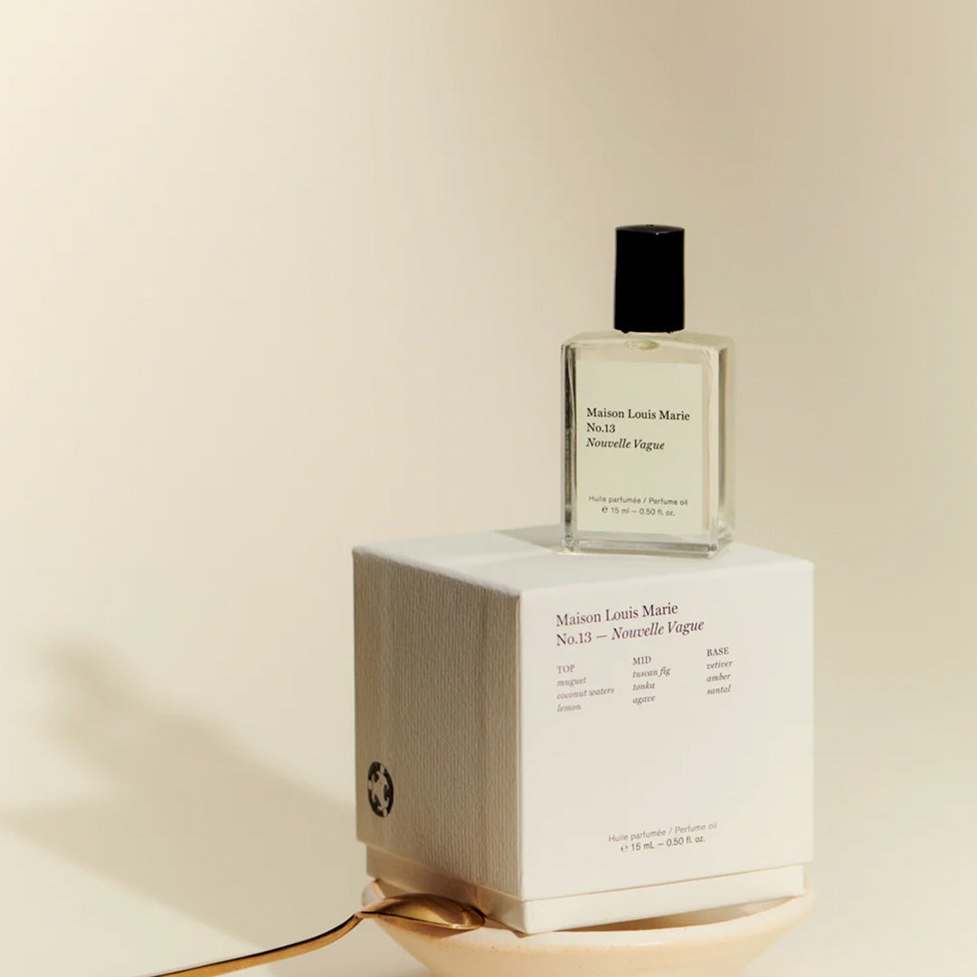 No13 Nouvelle Vague 15ml Perfume Oil from Maison Louis Marie. This refreshing, rich scent takes you to the Italian island of Capri where Marie frequently traveled with her sister while visiting the Amalfi coast. Nouvelle Vague transports you to spring on the Italian coast, where you’re walking on a tiny oceanside street lined with blooming wildflowers and native lemons.