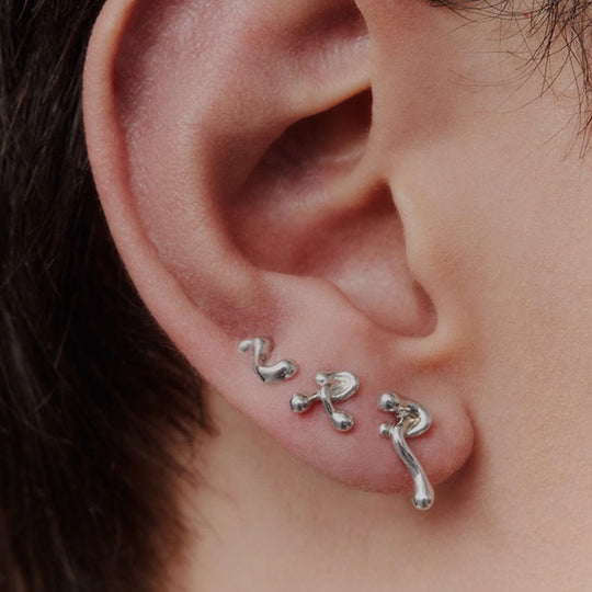 Puffball Silver as worn Ear Studs from Maria Black
