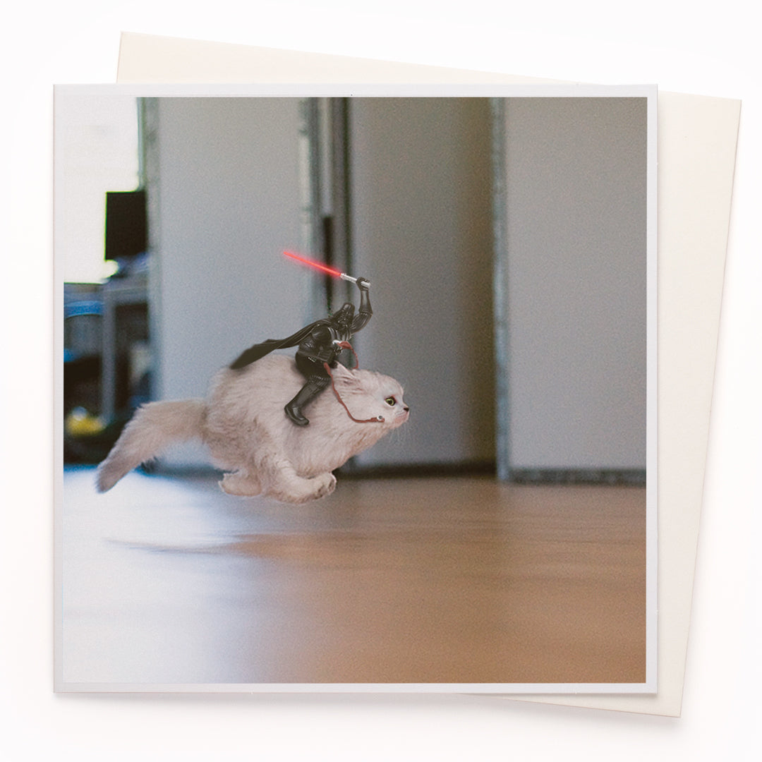 The 'Charge of the Dark' card is part of the 1000 Words - Slice of life licensed photography collection with a focus on animal shenanigans and the ridiculous.