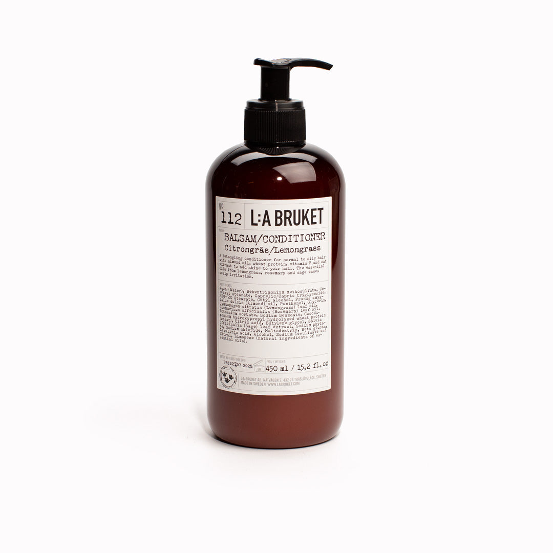 112-Lemongrass-Conditioner-450ml-LA-Bruket on white background