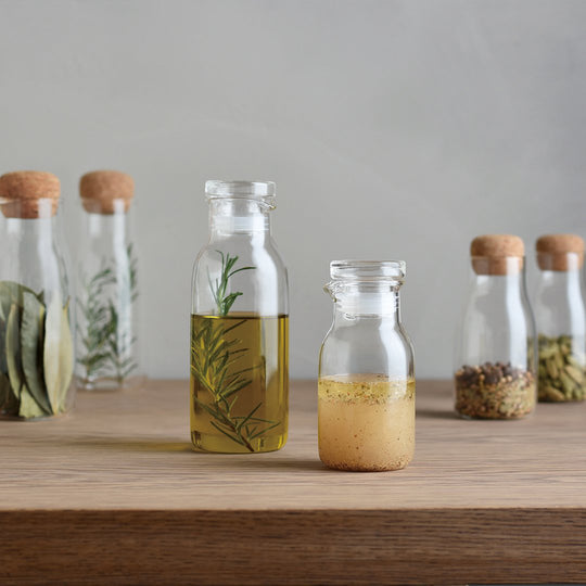Bottlit - Heat resistant glass bottles with air tight lid and pourer, suitable for salad dressing. Silicone rim on lid for a snug fit from Kinto - Japanese Tableware