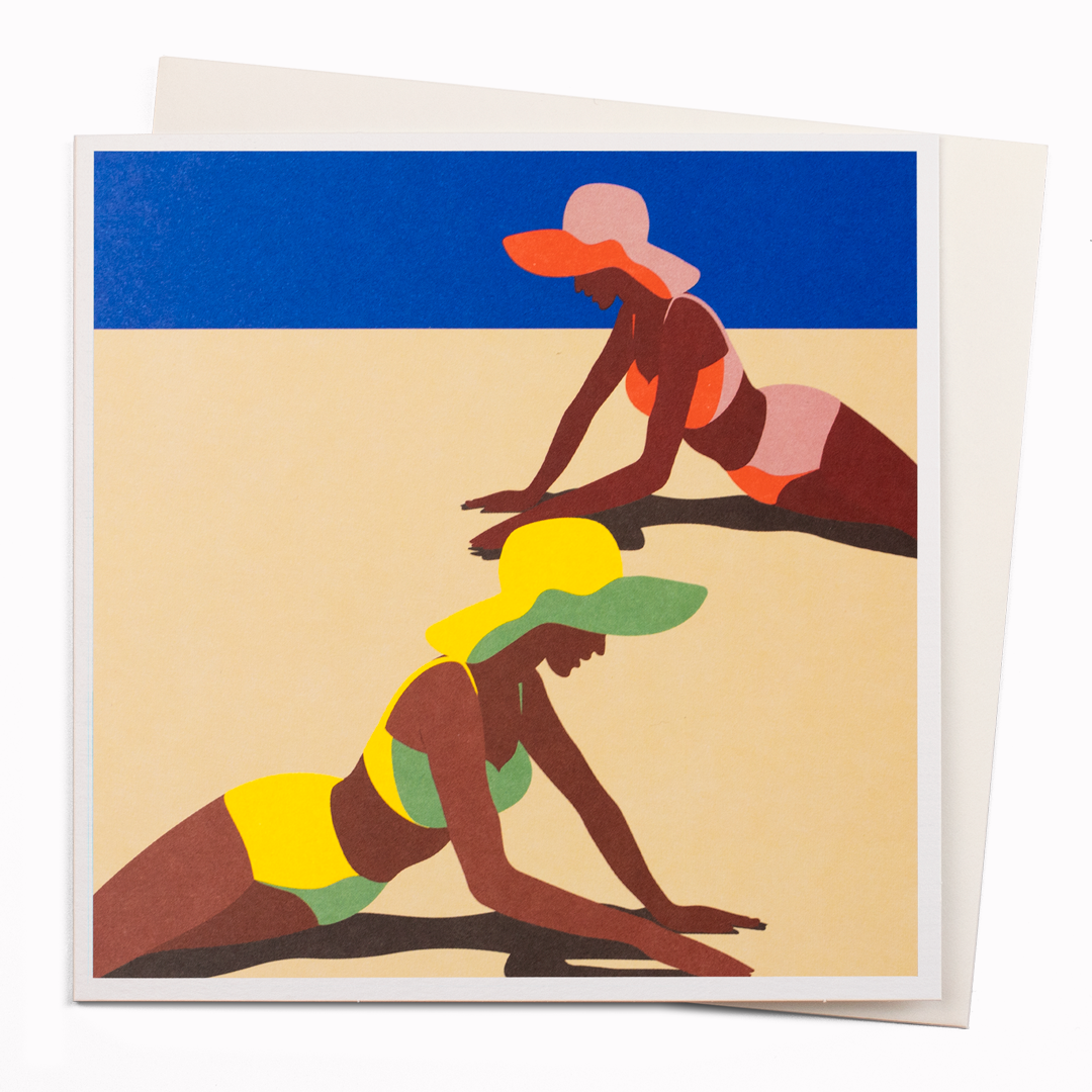 Minimal shapes, clean lines and a saturated tropical palette hint at her South American roots and her background in fashion is easy to detect in her stylish artwork.