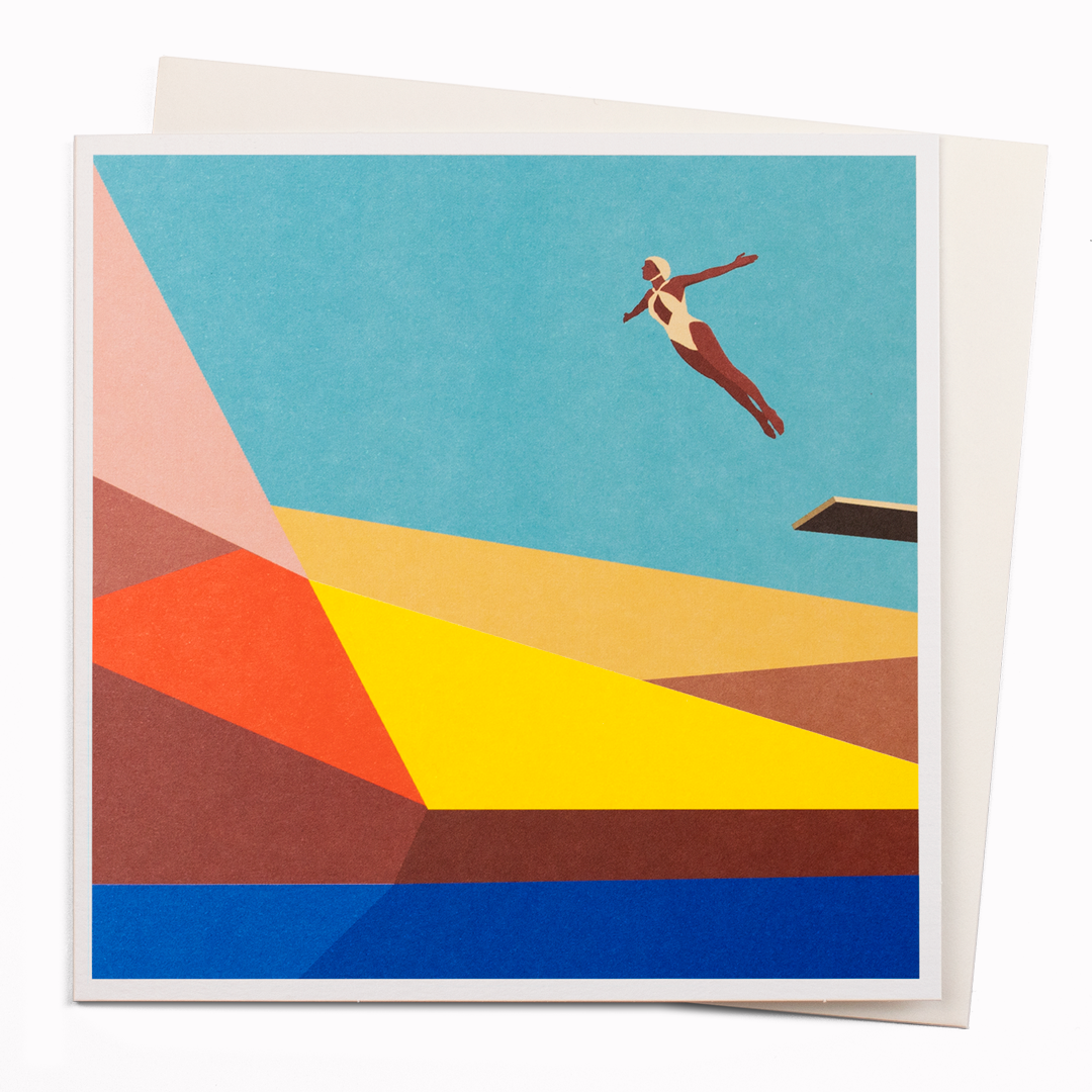 Minimal shapes, clean lines and a saturated tropical palette hint at her South American roots and her background in fashion is easy to detect in her stylish artwork.
