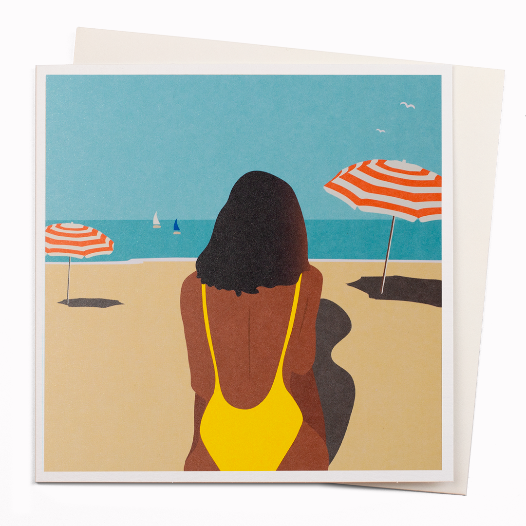 Minimal shapes, clean lines and a saturated tropical palette hint at her South American roots and her background in fashion is easy to detect in her stylish artwork.