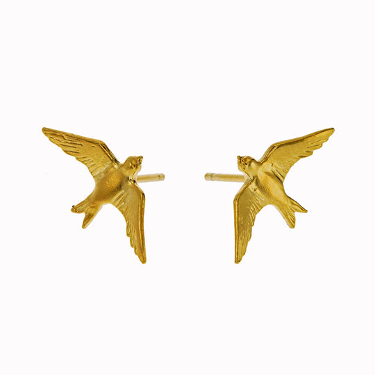 Delicately detailed Flying Swallow stud earrings from Alex Monroe's Classics jewellery collection.