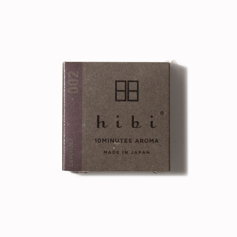 Lavender Japanese incense from Hibi. The 8 sticks come as a matchbook that you simply light and then lay on the heat resistant little mat that comes in the box. 