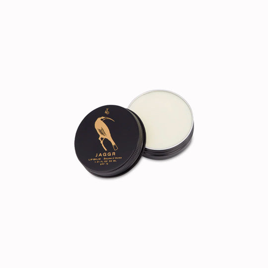 Jaggr, Triumph and Disaster's natural SPF 15 lip balm showing contents