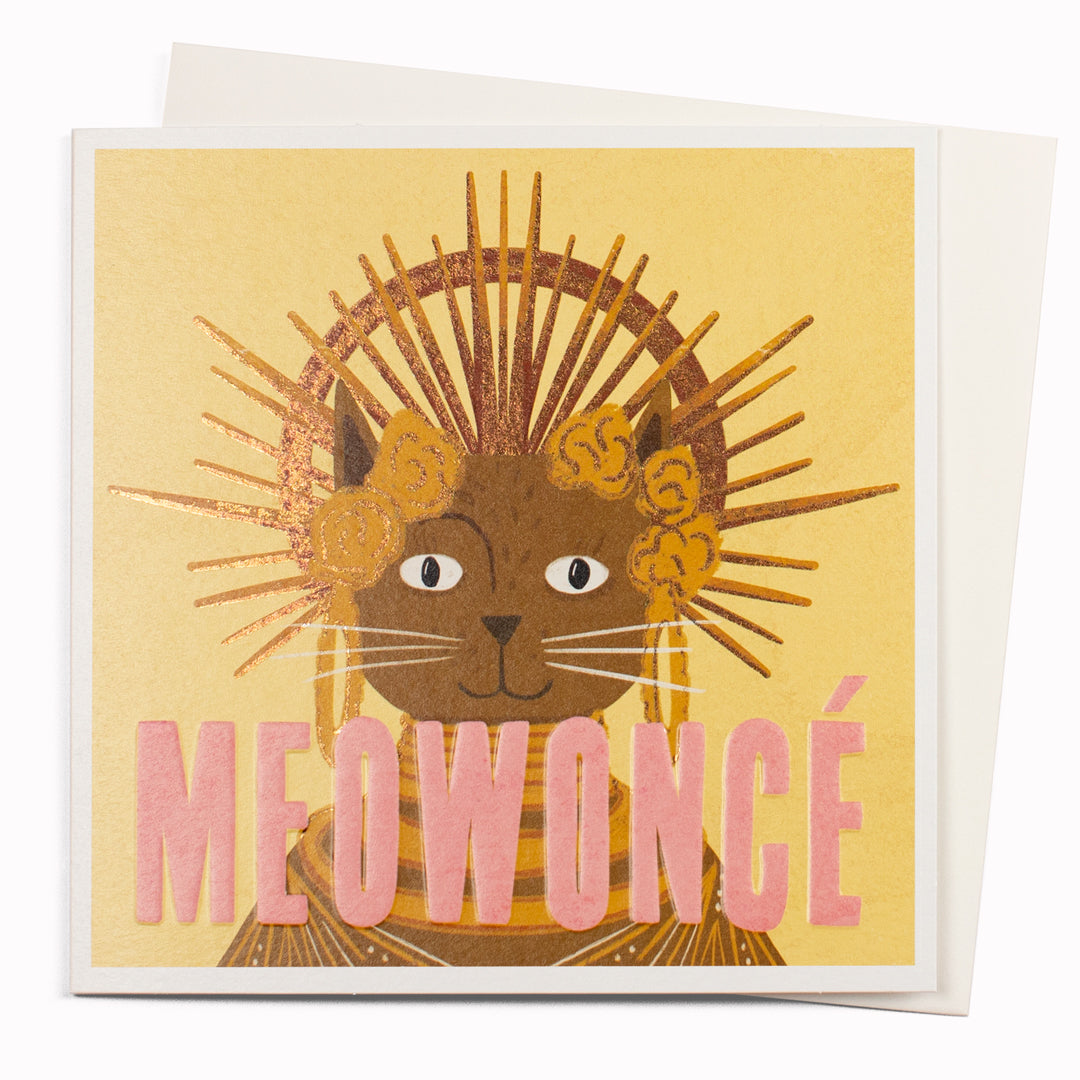 Meowoncé is a humorous card and is suitable for any occasion including birthdays, or just a note to say 'hi'!