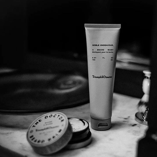 Noble Endeavour Natural Beard Wash lifestyle image. Male Grooming Product from Triumph and Disaster