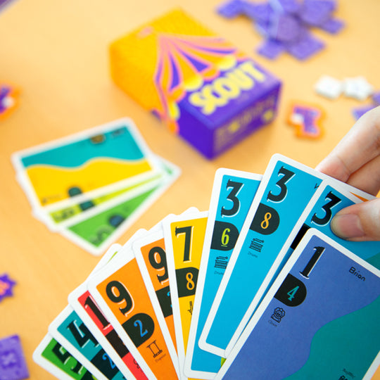 Scout Gameplay with cards being drawn from Oink Games Japan