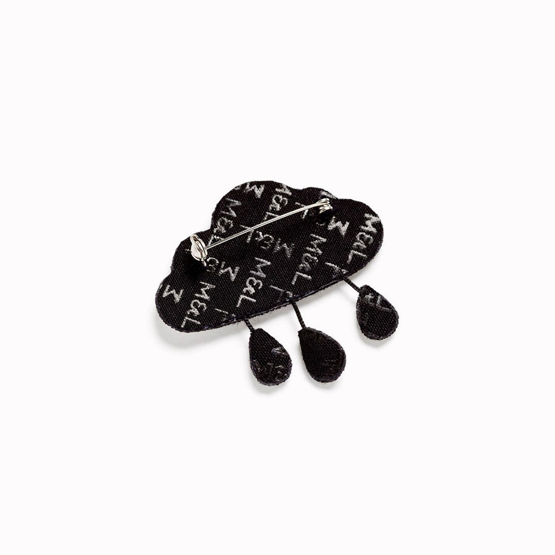 Make a statement with this beautiful Rain Cloud hand embroidered decorative lapel pin rear by Paris based Macon et Lesquoy