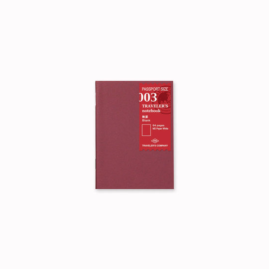 003 Plain Paper insert is an interchangeable refill for the Traveler’s Co Passport sized notebook system.