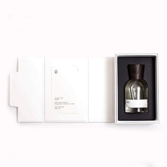 01 Float is a sophisticated floral fragrance with an edge from Gabar, a fragrance and self care brand with roots in Myanmar and based in the UK. Open box Detail