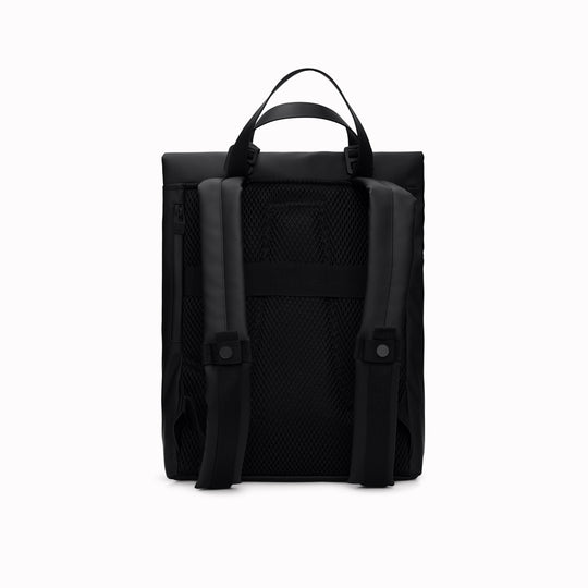 The Rains 2 Way Tote Backpack is characterised by a fold-top opening with the addition signature TPU strap details with top handles.