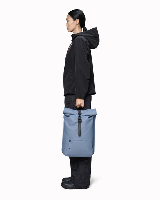 The Rolltop Rucksack is one of Rains' signature designs, built around a simple rolltop closure that offers flexible storage and dependable weather protection.