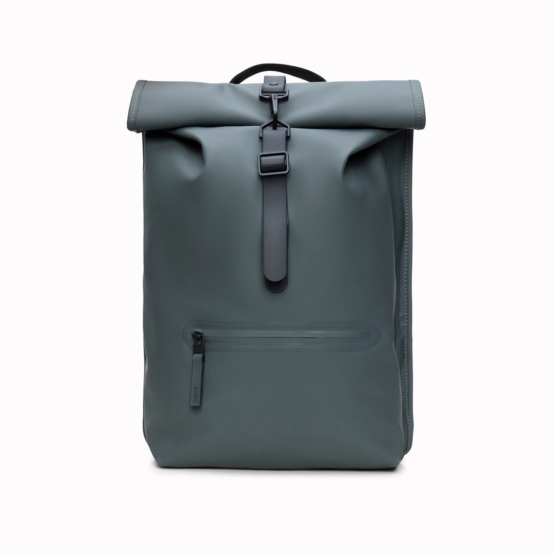 Rolltop Rucksack is Rains’ take on a cycling backpack. Made from Rains’ signature waterproof fabric, this functional backpack has a roll-top closure with an adjustable strap featuring a loop for a bike lock or similar