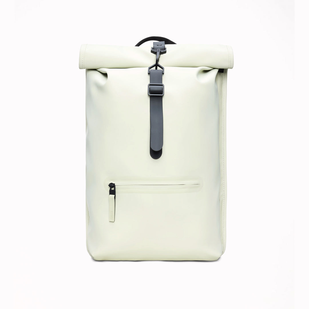 Rolltop Rucksack is Rains’ take on a cycling backpack. Made from Rains’ signature waterproof fabric, this functional backpack has a roll-top closure with an adjustable strap featuring a loop for a bike lock or similar