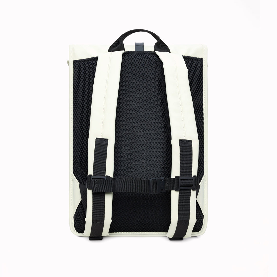 Rolltop Rucksack is Rains’ take on a cycling backpack. Made from Rains’ signature waterproof fabric, this functional backpack has a roll-top closure with an adjustable strap featuring a loop for a bike lock or similar