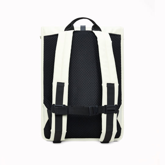 Rolltop Rucksack is Rains’ take on a cycling backpack. Made from Rains’ signature waterproof fabric, this functional backpack has a roll-top closure with an adjustable strap featuring a loop for a bike lock or similar