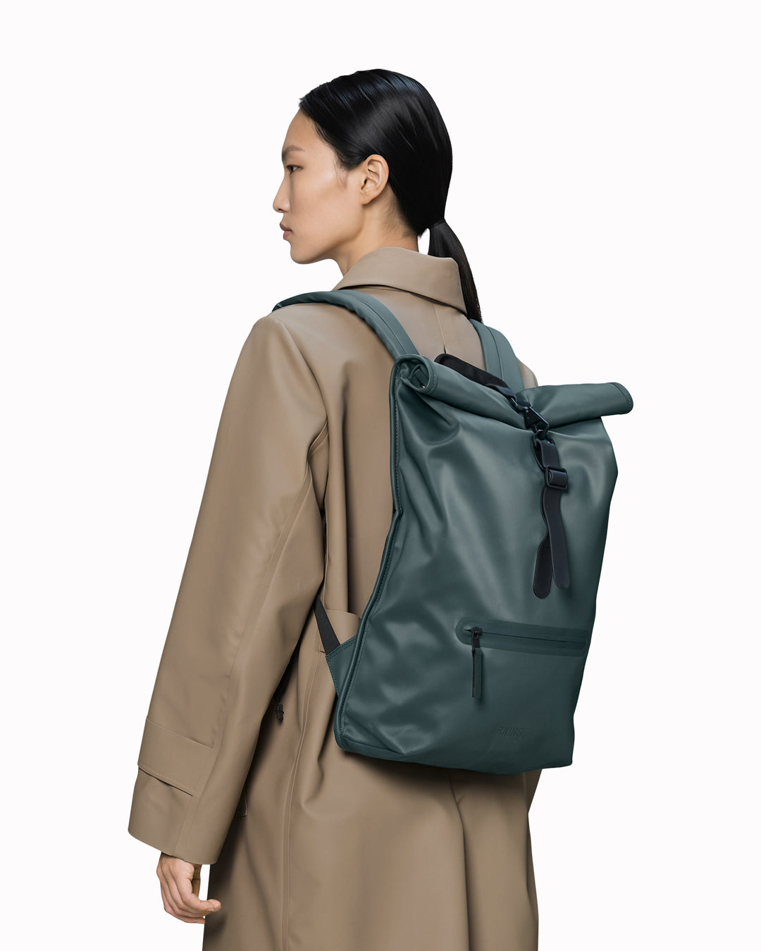 The Rolltop Rucksack is one of Rains' signature designs, built around a simple rolltop closure that offers flexible storage and dependable weather protection.