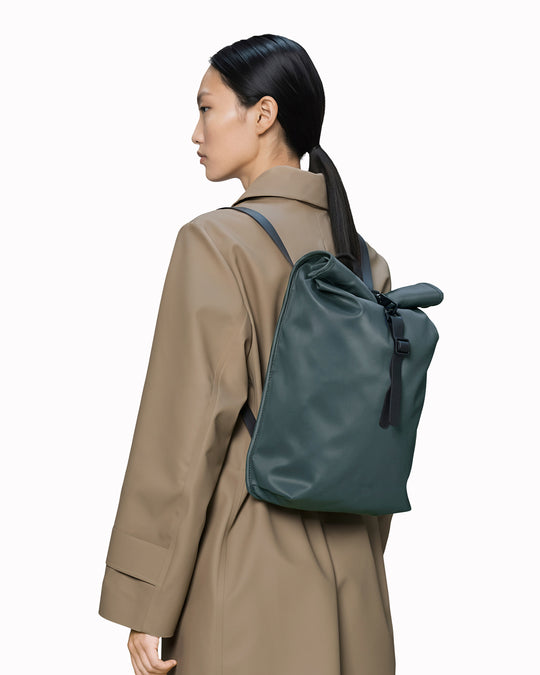 The Rolltop Rucksack Mini takes Rains' signature backpack design and scales it down into a more compact format.