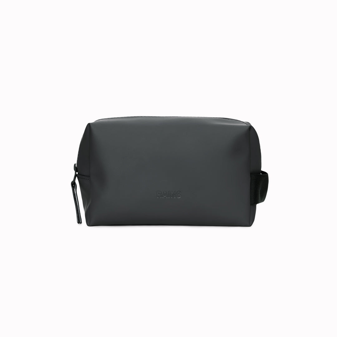 The small unisex wash bag by Rains&nbsp;features one main compartment with inside sleeve pockets and is large enough to fit one’s essential toiletries.