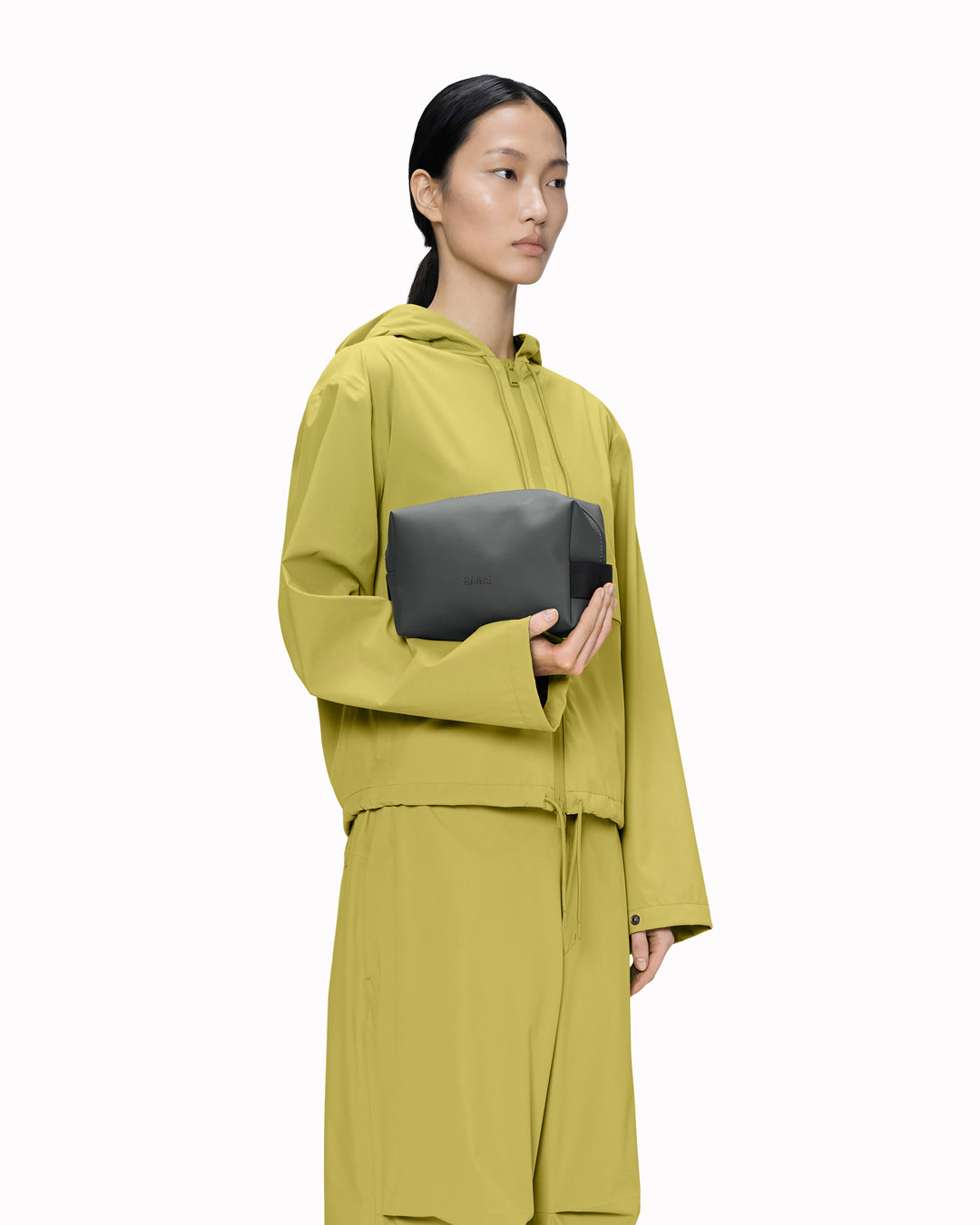 The small unisex wash bag by Rains&nbsp;features one main compartment with inside sleeve pockets and is large enough to fit one’s essential toiletries.