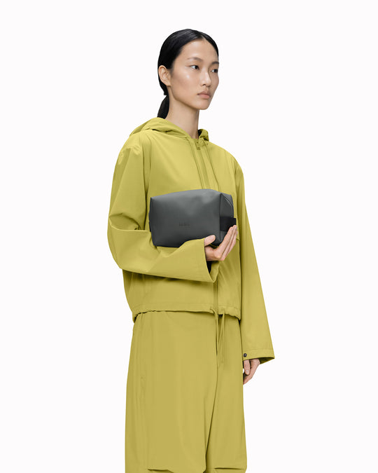 The small unisex wash bag by Rains&nbsp;features one main compartment with inside sleeve pockets and is large enough to fit one’s essential toiletries.