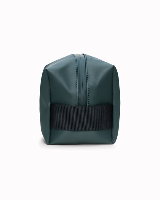 The small unisex wash bag by Rains features one main compartment with inside sleeve pockets and is large enough to fit one’s essential toiletries.