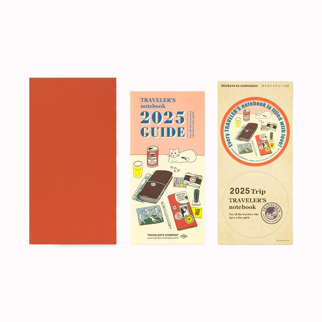 A 2025 Diary refill for the Iconic Traveler's notebook cover with Bonus Sticker Set.