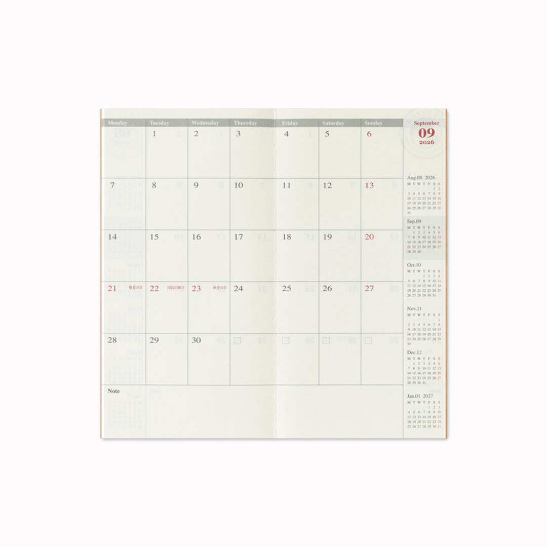 Traveler's Notebook Refill | Monthly | 2026